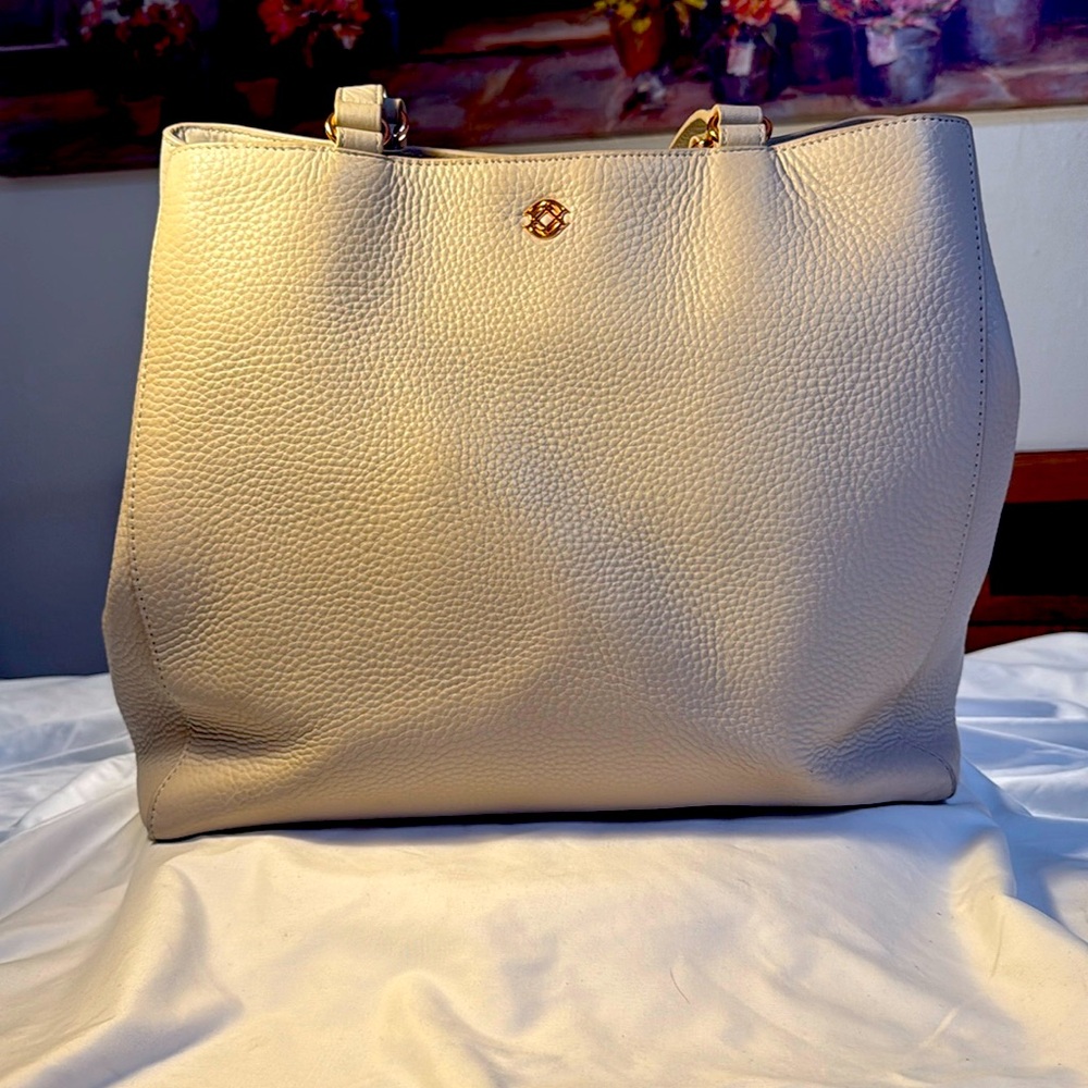 Dange Dover Allyn Leather Laptop tote bag / Bone Large 14 inches